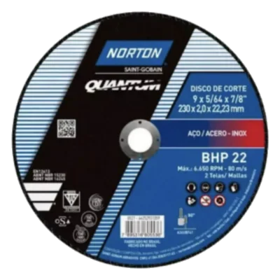 Disco de corte 9 acero T41 BHP22 Quantum Norton