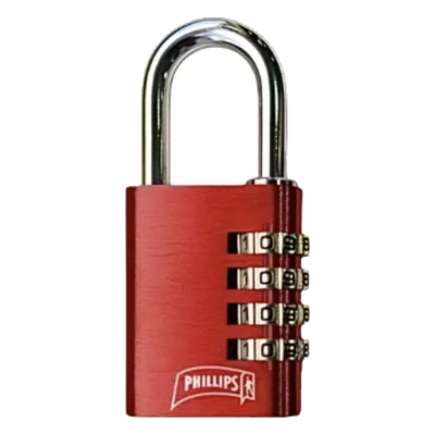 Candado Clave Combinación 4 Diales 20/30/40 mm Phillips Rojo