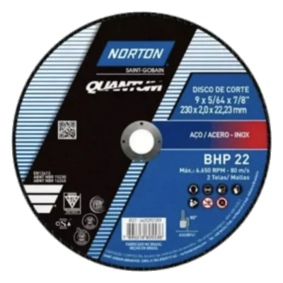 Disco de corte 9 acero T41 BHP22 Quantum Norton