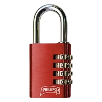 Candado Clave Combinación 4 Diales 20/30/40 mm Phillips Rojo