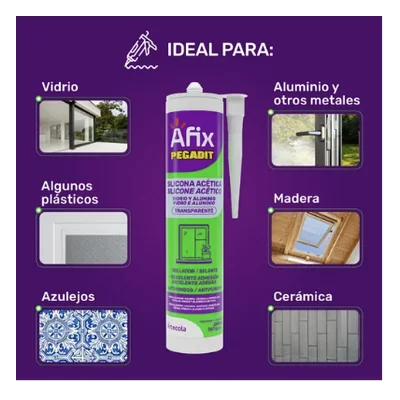 Silicona acética vidrio y aluminio transparente 280 ml Artecola